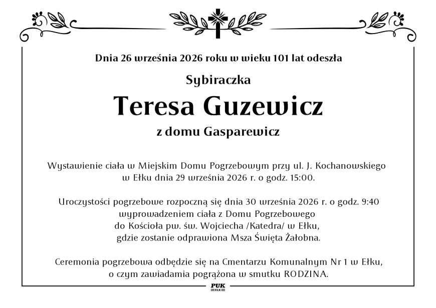 Teresa Guzewicz - nekrolog